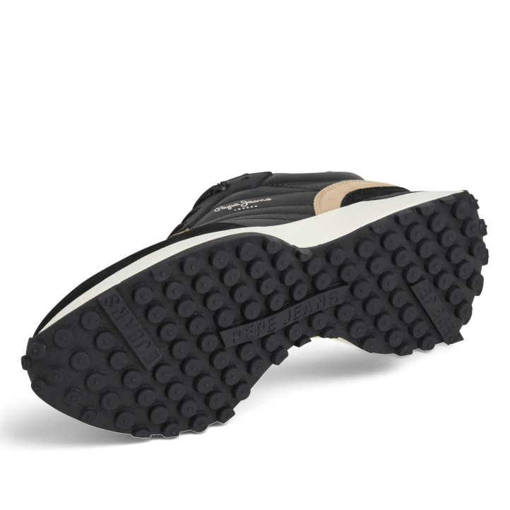 Zapatillas Pepe Jeans Lucky de mujer negras con ante y detalle animal print - Querol online
