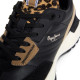 Zapatillas Pepe Jeans Lucky de mujer negras con ante y detalle animal print - Querol online