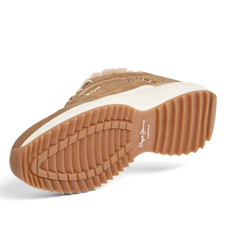 Sabatilles Pepe Jeans Kimi de dona marrons de camussa amb borreguet - Querol online