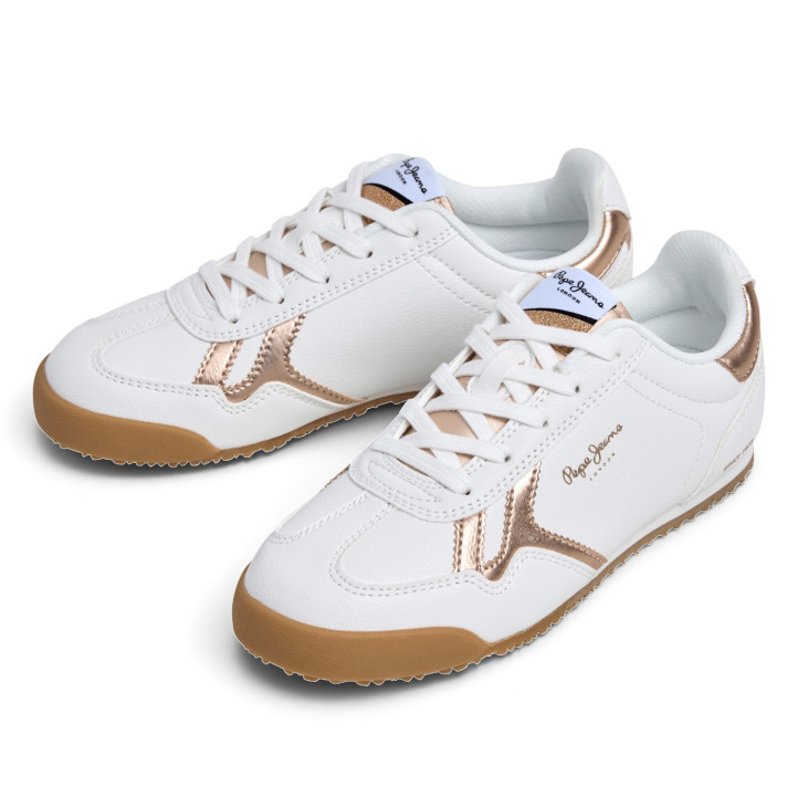 Sabatilles Pepe Jeans Vinnie Basic de nena blanques amb detalls daurats - Querol online