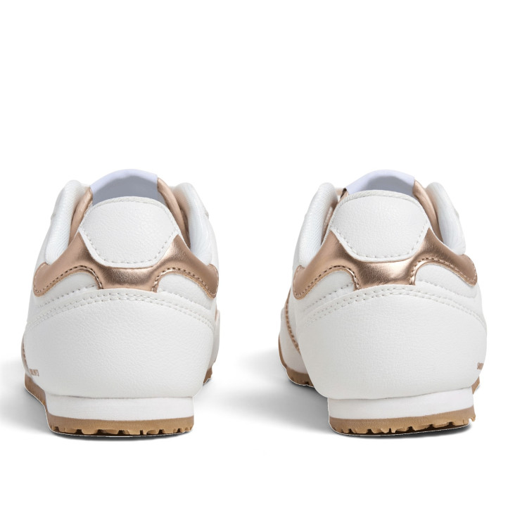 Zapatillas Pepe Jeans Vinnie Basic de niña blancas con detalles dorados - Querol online