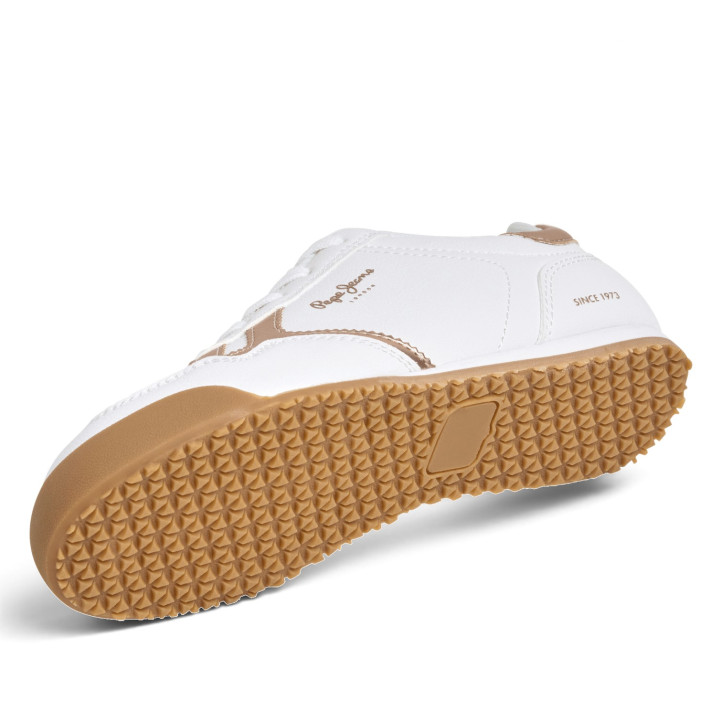 Sabatilles Pepe Jeans Vinnie Basic de nena blanques amb detalls daurats - Querol online