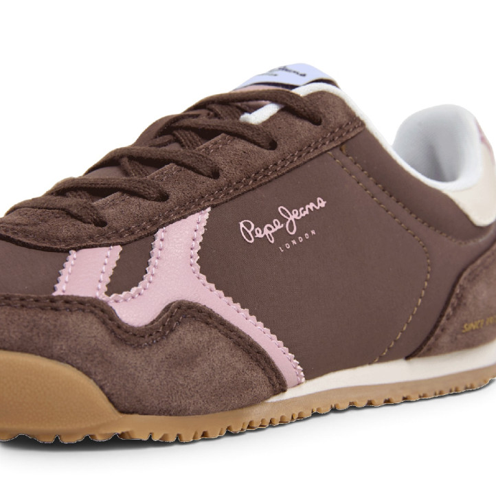 Sabatilles Pepe Jeans Vinnie Retro marrons amb detalls roses i sola caramel - Querol online