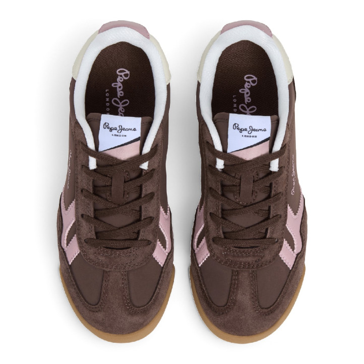 Sabatilles Pepe Jeans Vinnie Retro marrons amb detalls roses i sola caramel - Querol online