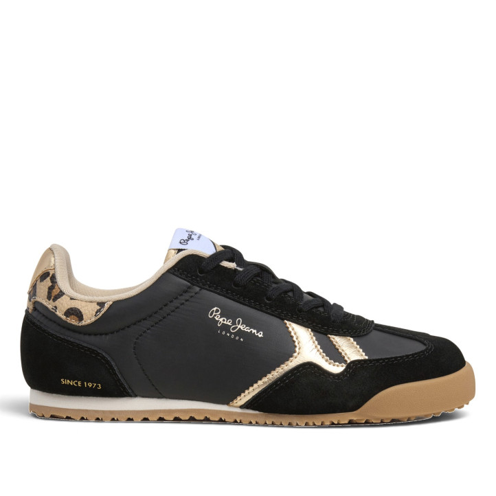 Sabatilles Pepe Jeans negres amb detalls daurats i animal print - Querol online