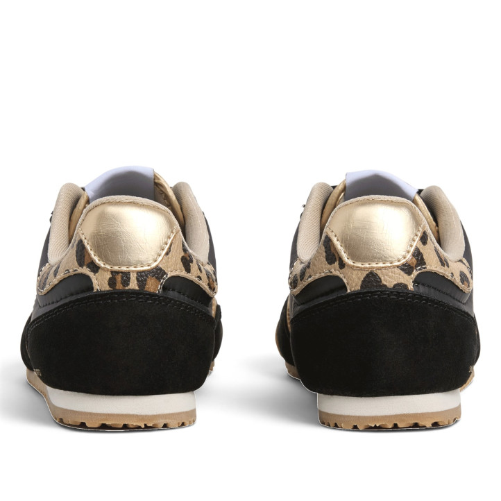Zapatillas Pepe Jeans negras con detalles dorados y animal print - Querol online