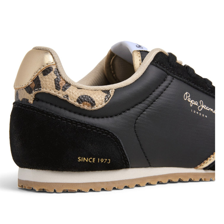 Sabatilles Pepe Jeans negres amb detalls daurats i animal print - Querol online