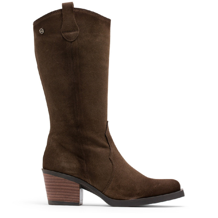 BOTAS COWBOY DE PIEL CON CREMALLERA NURIA MOKA PORRONET - Querol online