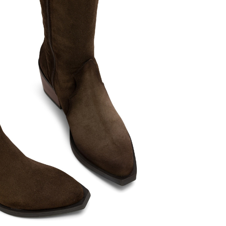 BOTAS COWBOY DE PIEL CON CREMALLERA NURIA MOKA PORRONET - Querol online