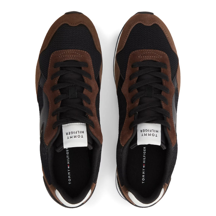 Zapatillas deportivas Tommy Hilfiger de hombre negras y marrones estilo retro running - Querol online
