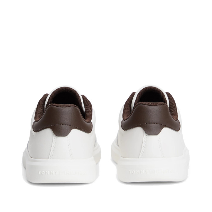 Zapatillas Tommy Hilfiger de mujer blancas de piel con detalles marrones - Querol online