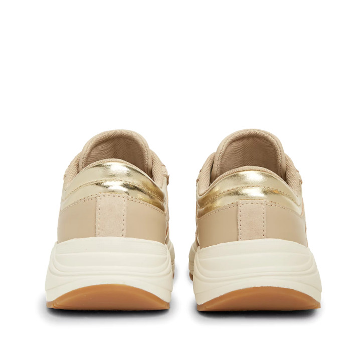 Sabatilles Tommy Hilfiger de dona beix de camussa amb detalls daurats - Querol online