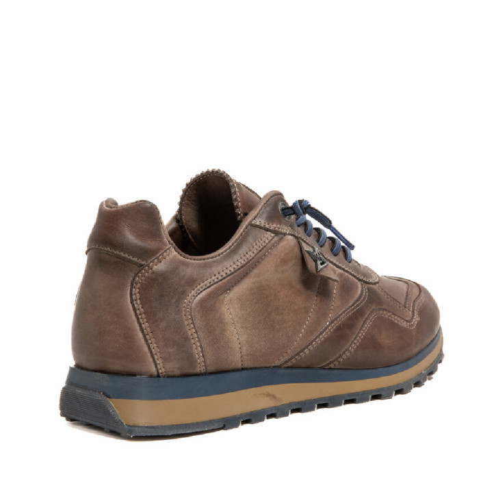Sabatilles Cetti d'home marrons de pell amb cordons blaus - Querol online