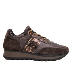Zapatillas Cetti de mujer marrones de ante con detalles metalizados - Querol online