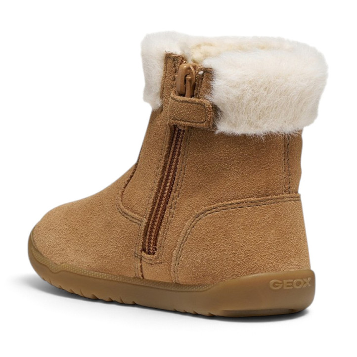 Botins Geox Macchia de niña color coñac de ante con pelo y osito - Querol online