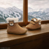 Botins Geox Macchia de niña color coñac de ante con pelo y osito