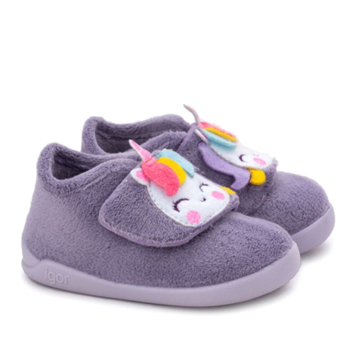 Espardenyes casa Igor Homie Unicorn infantils malva amb velcro - Querol online