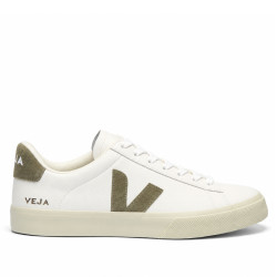 Zapatillas VEJA Campo de piel blancas con detalles kaki para hombre - Querol online