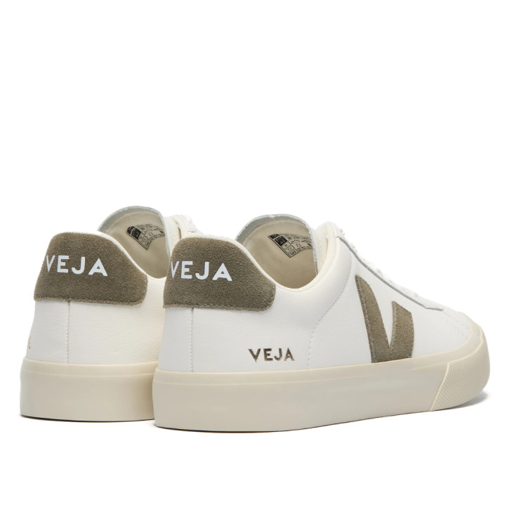 Zapatillas VEJA Campo de piel blancas con detalles kaki para hombre - Querol online