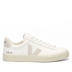 Zapatillas VEJA Campo de mujer blancas de piel con detalles beige - Querol online
