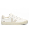 Zapatillas VEJA Campo de mujer blancas de piel con detalles beige