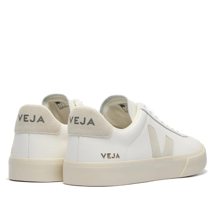 Zapatillas VEJA Campo de mujer blancas de piel con detalles beige - Querol online