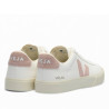 Zapatillas VEJA Campo de mujer blancas de piel con detalles rosas