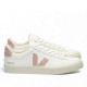 Zapatillas VEJA Campo de mujer blancas de piel con detalles rosas - Querol online