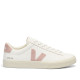 Zapatillas VEJA Campo de mujer blancas de piel con detalles rosas - Querol online
