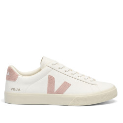 Zapatillas VEJA Campo de mujer blancas de piel con detalles rosas - Querol online
