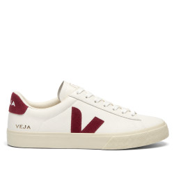Zapatillas VEJA Campo de mujer blancas de piel con detalles granates - Querol online