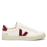 Zapatillas VEJA Campo de mujer blancas de piel con detalles granates