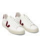 Zapatillas VEJA Campo de mujer blancas de piel con detalles granates - Querol online
