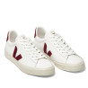 Zapatillas VEJA Campo de mujer blancas de piel con detalles granates
