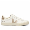Zapatillas VEJA Campo de mujer blancas de piel con detalles dorados