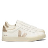 Zapatillas VEJA Campo de mujer blancas de piel con detalles dorados