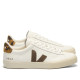 Zapatillas VEJA Campo de mujer blancas de piel con detalles marrones y animal print - Querol online