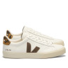 Zapatillas VEJA Campo de mujer blancas de piel con detalles marrones y animal print