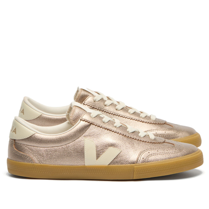 Zapatillas VEJA Volley de mujer metalizadas en bronce con detalles blancos - Querol online