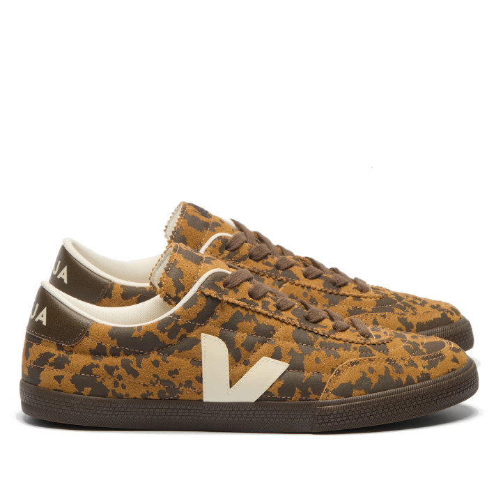 Zapatillas VEJA Panenka de mujer de ante camel con estampado marrón - Querol online