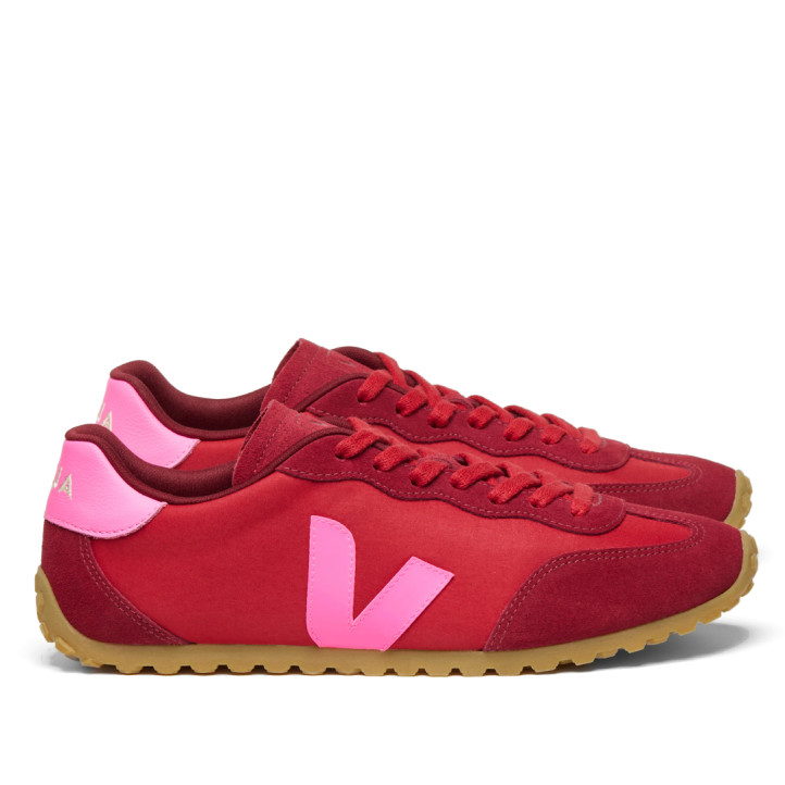 Zapatillas VEJA GT de mujer rojas con detalles rosas y suela caramelo - Querol online