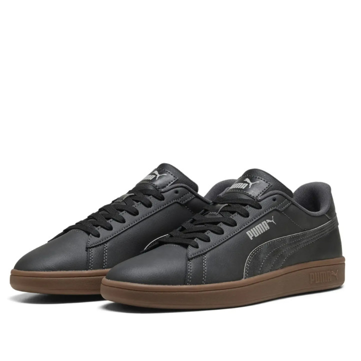 Zapatillas deportivas Puma Smash 3.0 Crafted Leather de hombre negras con suela marrón - Querol online