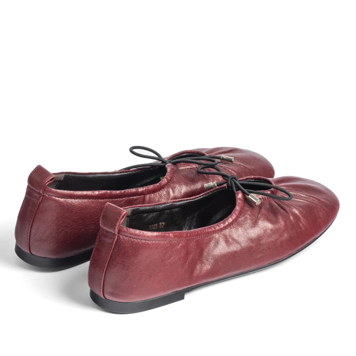 Bailarinas Yokono Renoir burdeos de piel para mujer con lazo - Querol online