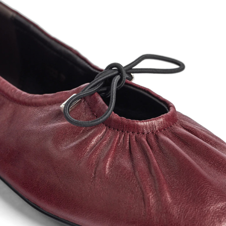 Bailarinas Yokono Renoir burdeos de piel para mujer con lazo - Querol online