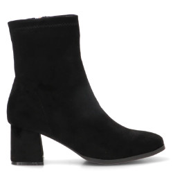 Botines tacón ETIKA negros de antelina con tacón para mujer - Querol online