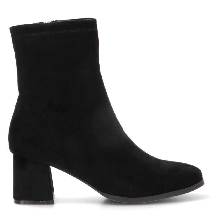 Botines tacón ETIKA negros de antelina con tacón para mujer - Querol online