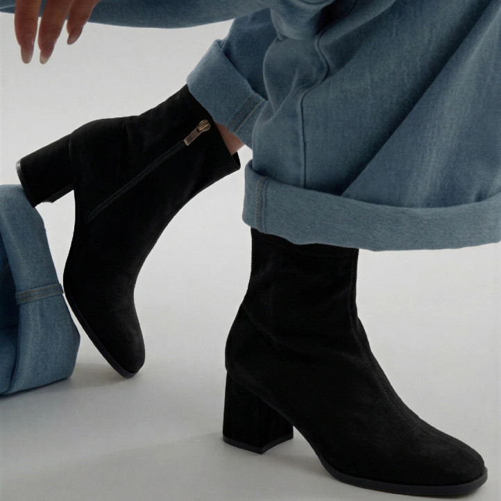 Botins de taló ETIKA negres d'antelina amb taló per a dona - Querol online