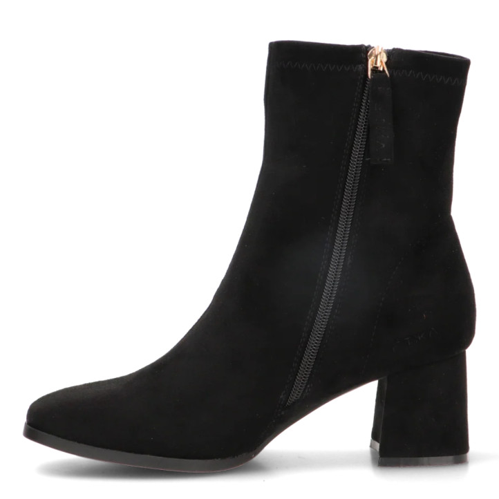 Botines tacón ETIKA negros de antelina con tacón para mujer - Querol online