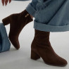 Botines tacón ETIKA marrones de antelina con tacón para mujer