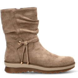 Botines planos ETIKA Anger taupe con caña arrugada y suela dentada para mujer - Querol online